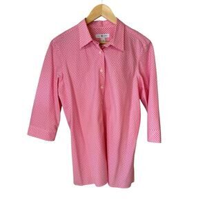 Real Clothes Pink Checkered Gingham Shirt 3/4 sleeve size 14